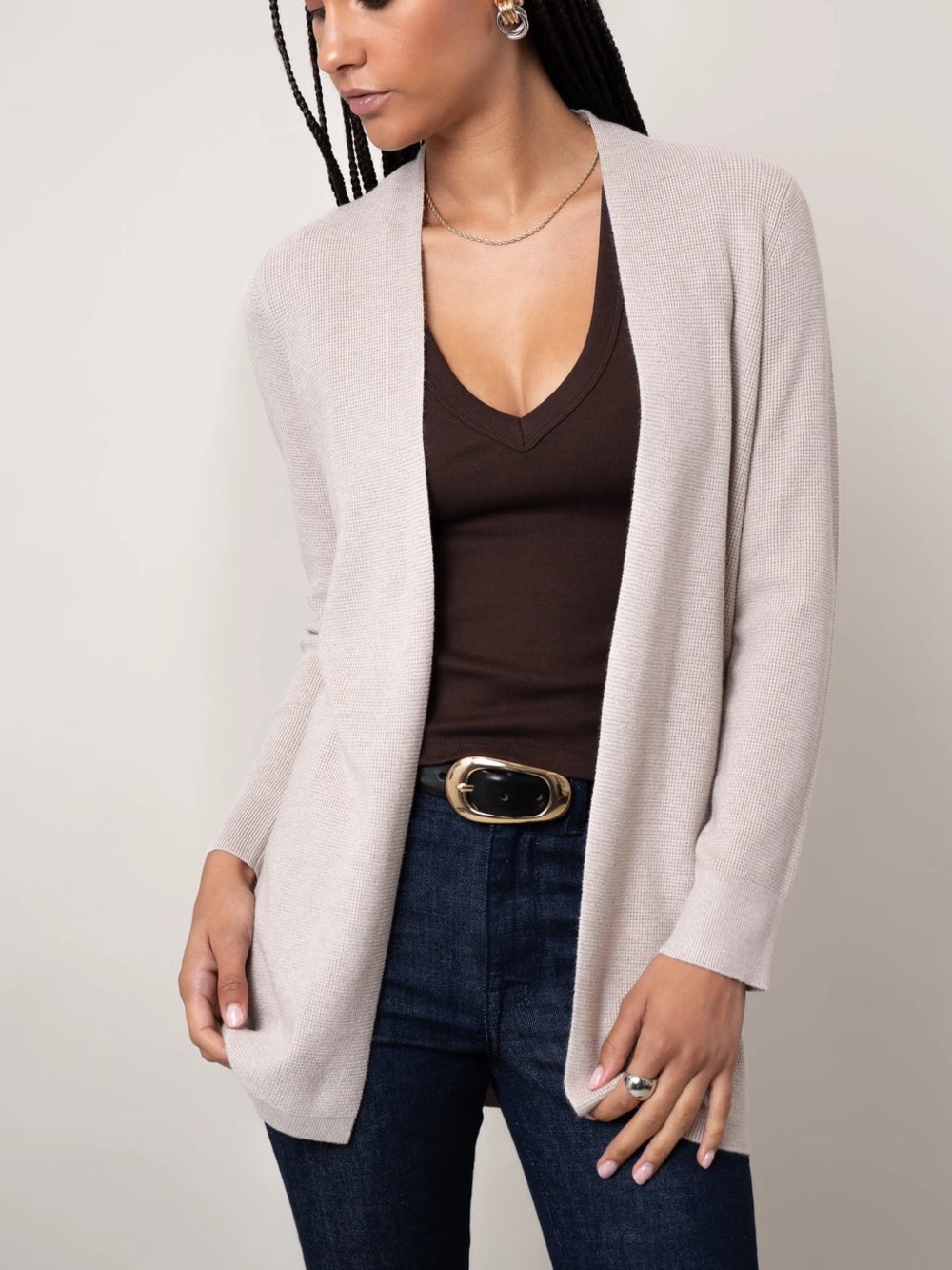 Cyrus Light Beige light weight Open-Front Women's Cardigan